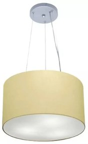 Lustre Pendente Cilíndrico Md-4009 Cúpula em Tecido 40x21cm Algodão Crú - Bivolt