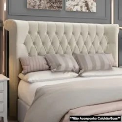Cabeceira Cama Box Casal Queen 160cm Dust Z37 Veludo Bege - Mpozenato