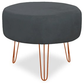 Puff Chloe Pés Hairpin Legs Bronze Suede Cinza