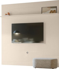 Painel TV 75 Pol 238cm Ripado para Sala Kalven M20 - D'Rossi - Off White