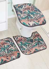 Jogo de Banheiro Veludo Animal Print 3 Peças