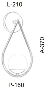 Arandela Gota Globo 21X16X37Cm Metal E Globo Ø12Cm 01Xg9 |Old Artisan... (ONIX, AMBAR)