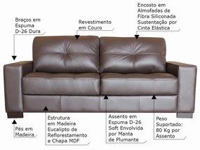 Jogo de Sofá 2 e 3 Lugares Sala de Estar Milão Couro Chocolate G03 - Gran Belo