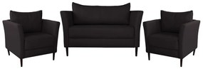 Conjunto Sofá 2 Lugares com 2 Poltronas Pés Palito Lubbock Couro Marrom G58 - Gran Belo
