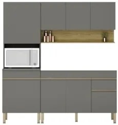 Armário de Cozinha 3 Peças Balcão 150cm sem Tampo Lina13 Z06 Gris/Frei