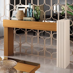 Aparador com Espelho Riad Decorativo Sala de Estar Cinamomo/Off White G26 - Gran Belo
