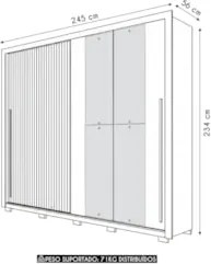 Guarda Roupa Casal 245cm Com Espelho Scipio Freijó/Off C01 - Mpozenato