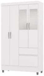 Guarda Roupa Solteiro 103cm Com Espelho Ideal Flex Branco - Vila Rica
