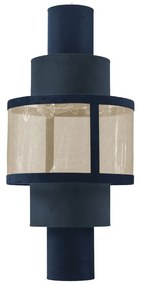 Luminária Cuore G Tela + Tecido - Dourado Soleil - Tecido Veludo Azul Safira