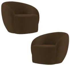 Poltrona para Sala de Estar Orgânica Kit com 2 Garbin Z08 Veludo Marro