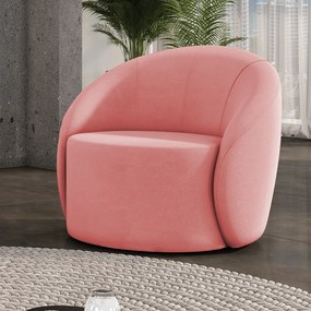Poltrona Decorativa Orgânica Giratória Lua Suede D03 - D'Rossi - Rose