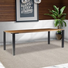 Mesa Sala de Jantar Cozinha Bladel 190cm Grafite Madeira Maciça Rustic Brown G54 - Gran Belo