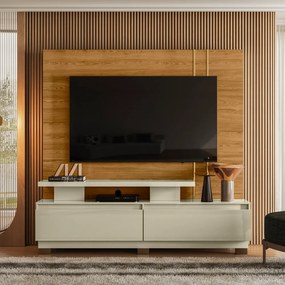 Estante de TV 75 Pol 183cm com Pé Sala Belora Cumaru/Opala M20 - D'Rossi
