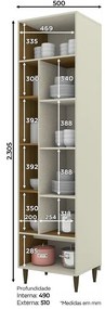 Paneleiro Cozinha Armário 1 Porta 6 Prateleiras MDF