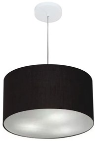 Lustre Pendente Cilíndrico Md-4099 Cúpula em Tecido 40x25cm Preto - Bivolt