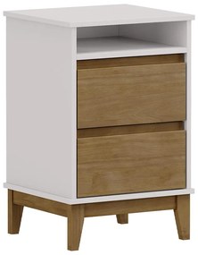 Mesa de Cabeceira 2 Gavetas MDF Cullen OffWhite/Freijó - G74 - Gran Belo