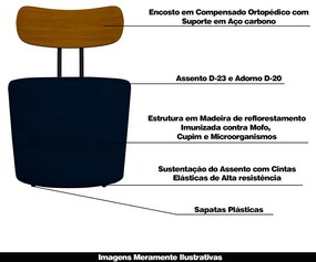 Kit 2 Poltronas Decorativas Addams Veludo Azul Marinho G45 - Gran Belo