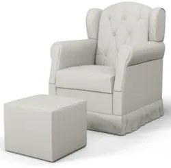 Poltrona de Amamentação Balanço e Puff Lucy Z39 Linho Off White - Mpoz