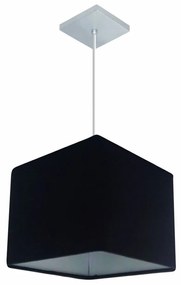 Lustre Pendente Quadrado Md-4058 Cúpula em Tecido 21/25x25cm Preto - Bivolt