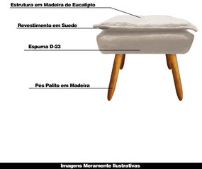 Puff Decorativo Pés Palito Charger Suede Bege G19 - Gran Belo