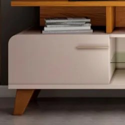 Rack Bancada de TV 50 Pol 136cm Briz Off White/Cinamomo - HB Móveis