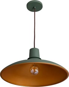 Pendente Aluminio Verde Dourado Chines