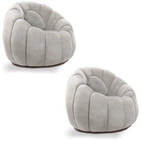 Poltrona Decorativa Orgânica para Sala Kit 2 Cloud Bouclê E03 - D'Rossi - Cinza claro