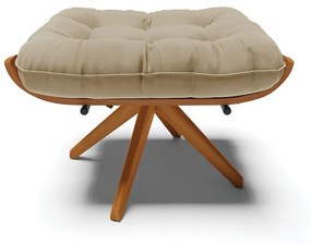 Puff Giratório Costela Suede Marrom Rato Base de Madeira MA30 M11 - D'Rossi