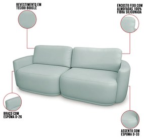 Sofá 2 Lugares Orgânico 194cm Modulado para Sala Brumma Bouclê  K01 - D'Rossi - Azul