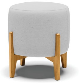 Poltrona com Puff Base de Madeira Stella Linho Cinza D03 - D'Rossi