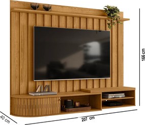 Painel TV 75 Pol 207cm Bancada Suspensa para Sala Elvano Cumaru M20 - D'Rossi