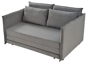 Sofa Cama Bed com 2 Lugares Assento Linho Cinza Base Madeira - 55413 Sun House
