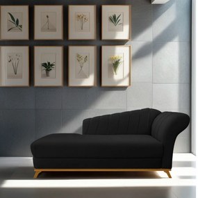 Recamier Vanessa 185cm Lado Esquerdo Suede Preto - ADJ Decor