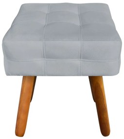 Puff Banqueta Decorativo Pé Palito de Madeira Elisa Suede Cinza D03 - D'Rossi