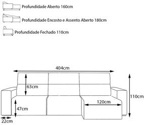 Sofá Retrátil Reclinável 7 Lugares Sala de Estar 404cm Russo Couro Caramelo G52 - Gran Belo