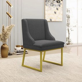 Cadeira Sala de Jantar Industrial Dourado kit 2 Liz Bouclê D03 - D'Rossi - Grafite