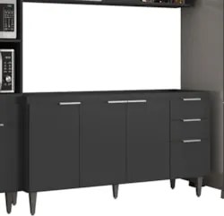 Armário de Cozinha CP04 Para Pia 150cm Pérola Z34 Preto     - Mpozenat