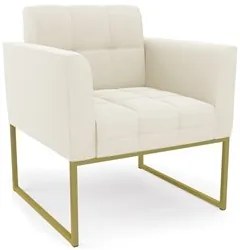 Poltrona Decorativa Base Industrial Dourado Ana Veludo Bege - Ibiza