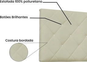 Painel Tânia Para Cama Box King 195 cm Corino S04 - D'Rossi - Bege