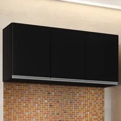 Armário Aéreo de Cozinha 120cm 3 Portas Virgínia Preto - Lumil