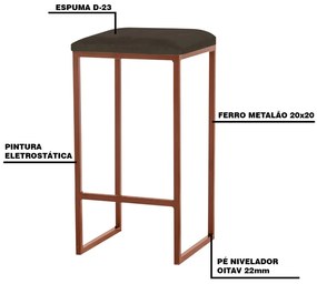 Kit 2 Banqueta Decorativa Billie Base Bronze Suede Marrom G41 - Gran Belo