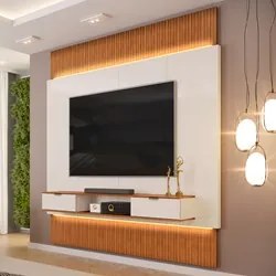 Painel Para TV 85 Pol Canelado Extensível Piso ao Teto D04 Off White/F