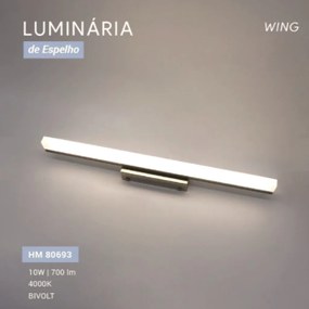 Arandela Wing 52X15X8Cm Led 10W 4000K Ip44 Branco | Opus Hm 80693