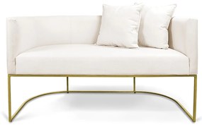 Namoradeira Paola 02 Lugares Linho Base Metálica Dourado D03 - D'Rossi  - A27 Areia