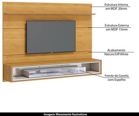 Home Suspenso Decorativo 180cm com Espelho Reyna Nature/Off White G29 - Gran Belo