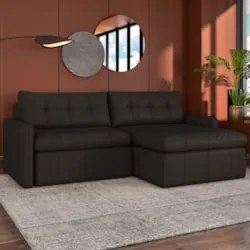 Sofá Retrátil 3 Lugares Para Sala 204cm Elios Couro Marrom Z55 - Mpoze