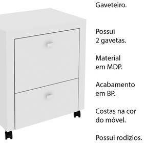 Gaveteiro para Escritório Home Office ME4112 MDP Branco G69 - Gran Belo