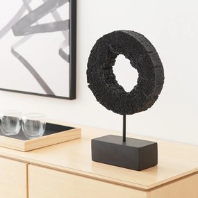 Escultura Decorativa "Circulo" Em Poliresina Preto 43,5x10 Cm - D'Rossi