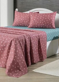 Jogo de Cama 150 Fios Rosa Casal 4 Peças
