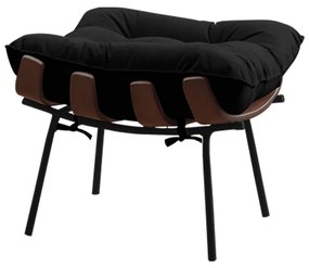 Puff Decorativo Sala de Estar Abel Base de Madeira Preto Veludo Preto G41 - Gran Belo